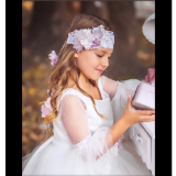 Cargar imagen en el visor de la galería, Turbante de encaje para Comunión / Arras. Accessorios de Comunión Personalizados.